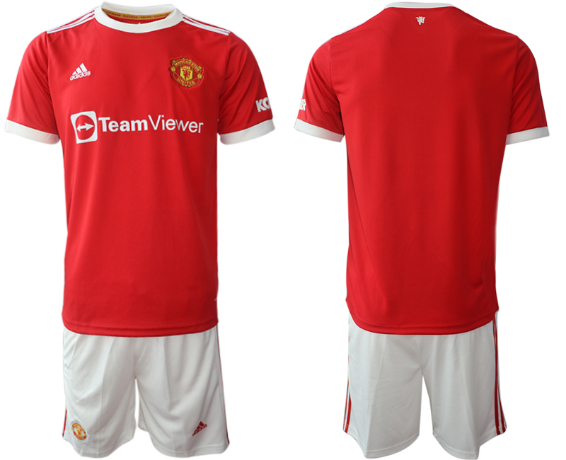 Men 2021-2022 Club Manchester United home red blank Adidas Soccer Jersey->manchester united jersey->Soccer Club Jersey